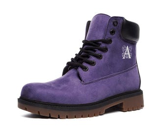 Purple Monogrammed Boots for Women & Men | Personalized Vegan Leather Boots