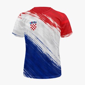 Gepersonaliseerde Kroatisch voetbalshirt | Aangepast shirt met Kroatische vlag voor heren en dames afbeelding 3