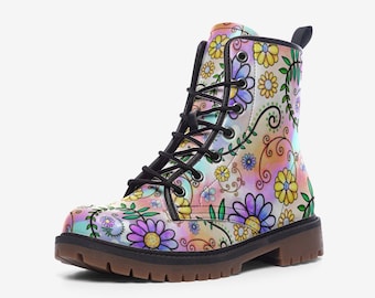 Retro Floral Boots: 70s Flower Power Hippie Style