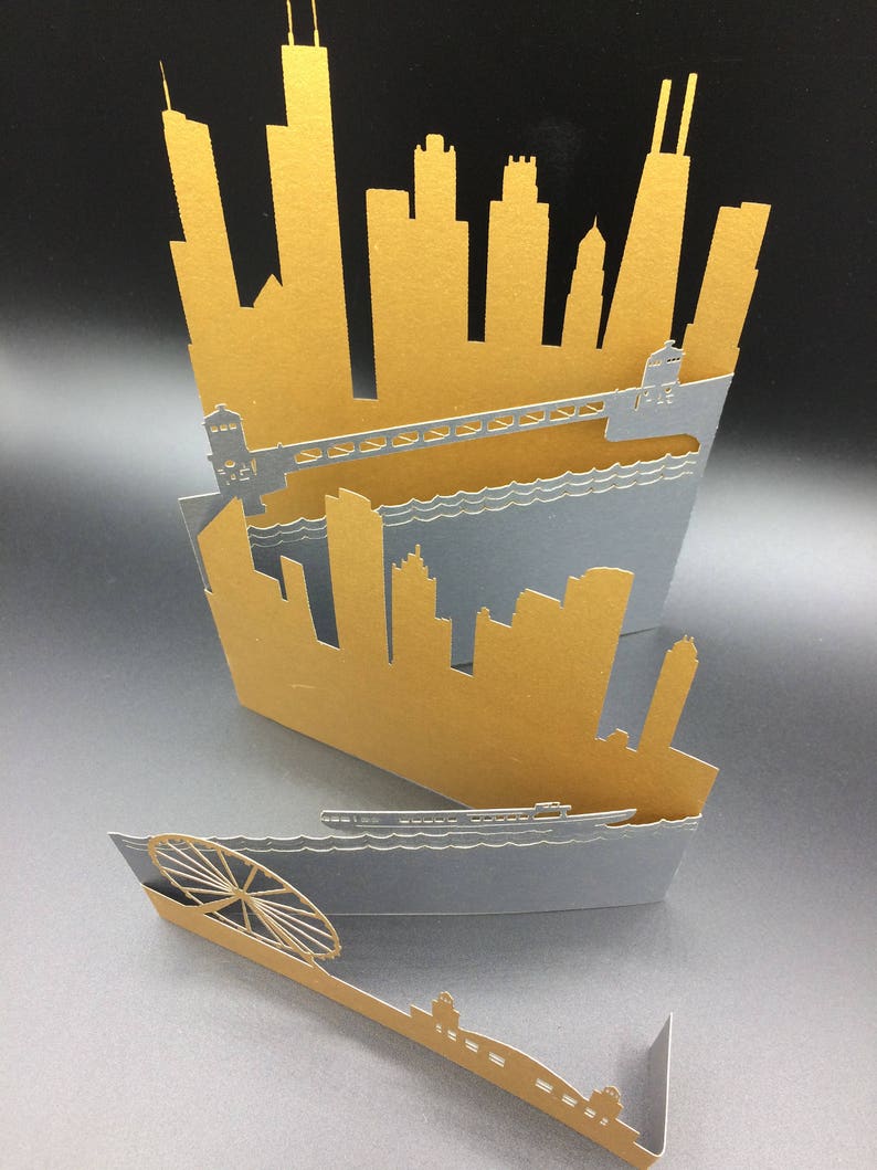 Chicago Gifts Chicago Skyline Greeting Card Illinois Decor Etsy France