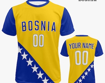 Gepersonaliseerde Bosnische voetbalshirt | Cadeaus voor Bosnië en Herzegovina | Bosnische cadeaus voor hem en haar