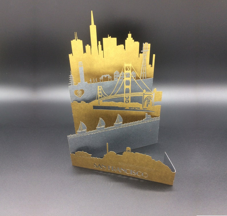 San Francisco Skyline Greeting Card, San Francisco Art Laser Cut Gift