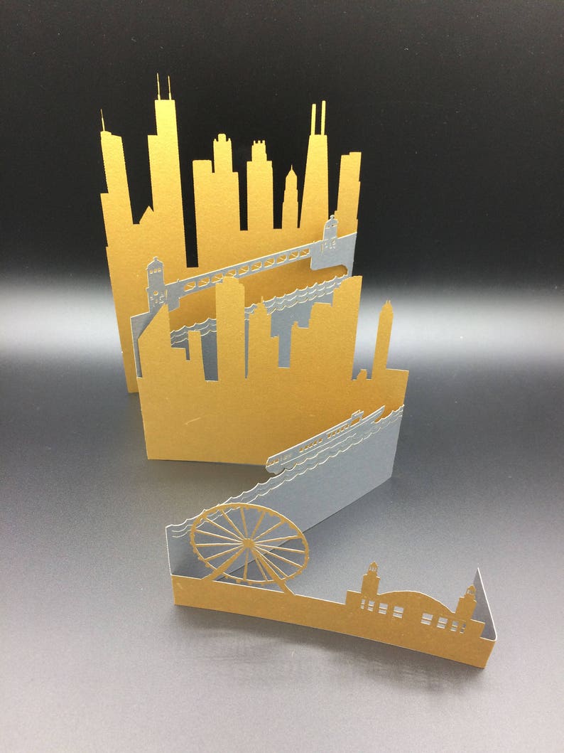 Chicago Gifts Chicago Skyline Greeting Card Illinois Decor Etsy