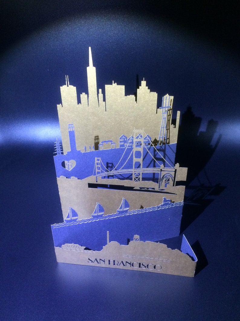 San Francisco Skyline Greeting Card, San Francisco Art Laser Cut Gift