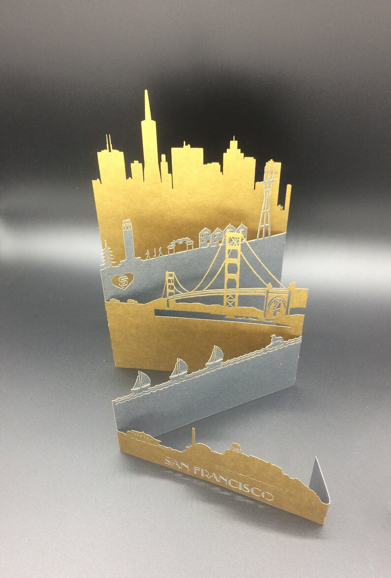San Francisco Skyline Greeting Card, San Francisco Art Laser Cut Gift