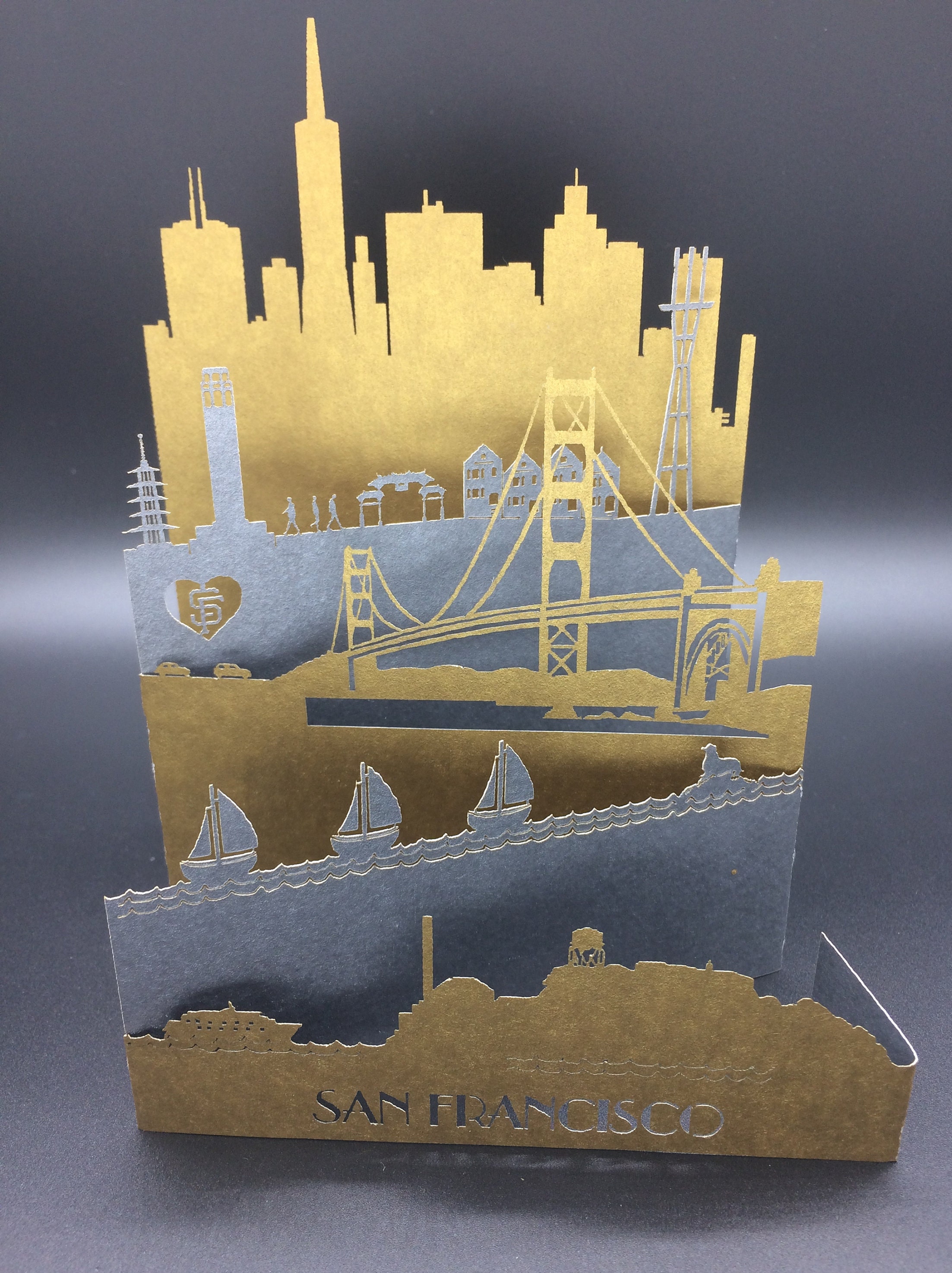 San Francisco Skyline Greeting Card, San Francisco Art Laser Cut Gift