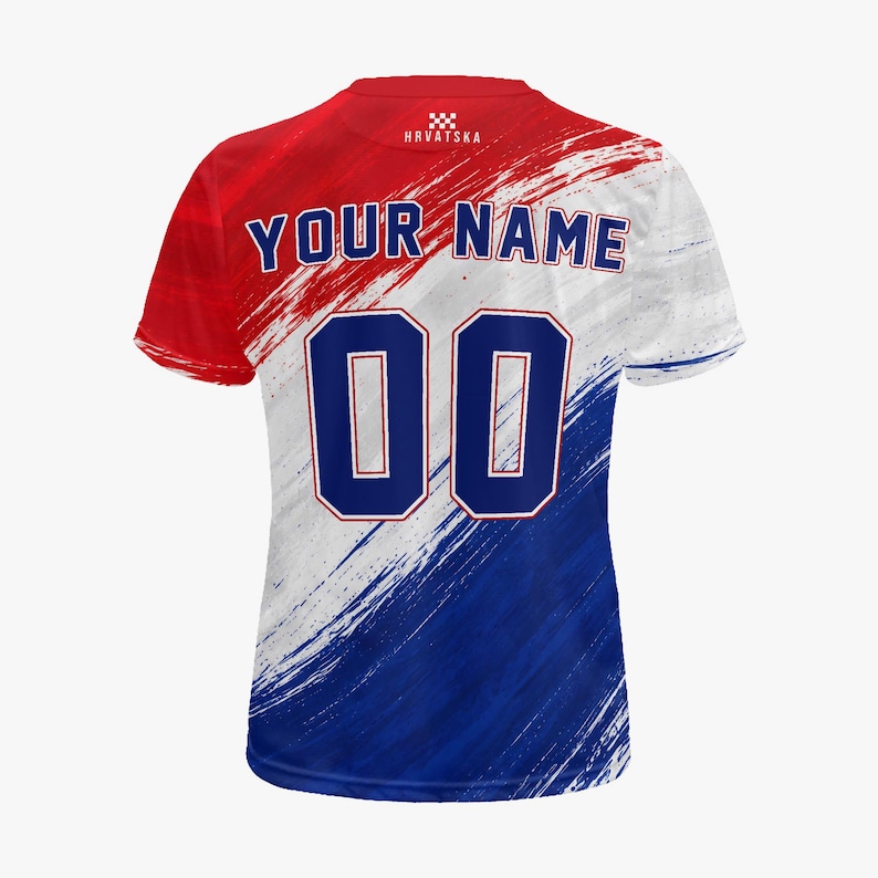 Gepersonaliseerde Kroatisch voetbalshirt | Aangepast shirt met Kroatische vlag voor heren en dames afbeelding 2