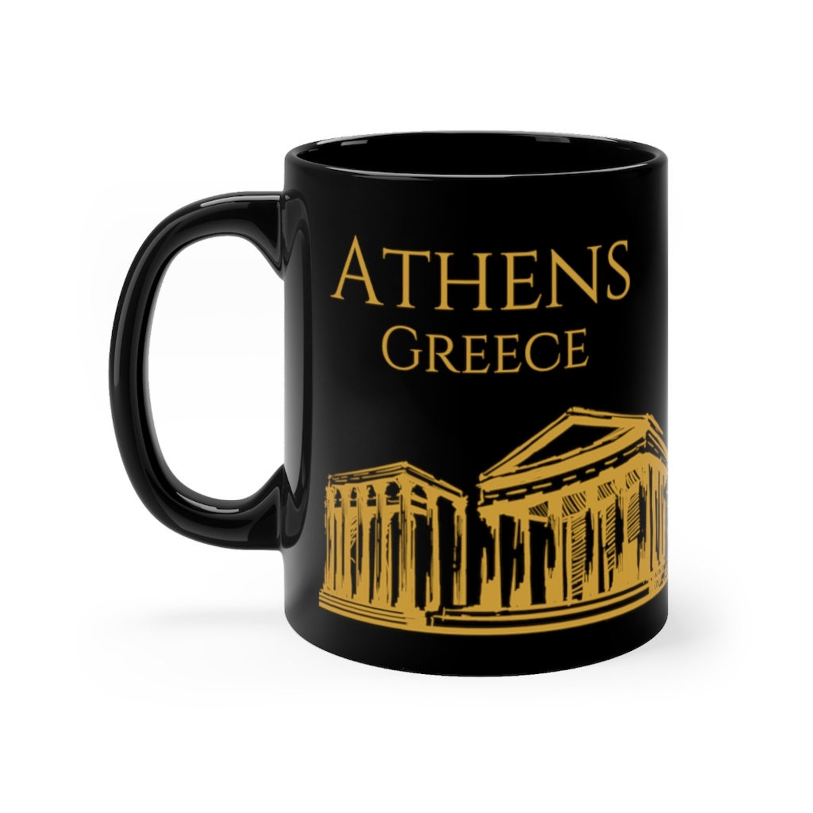 Athens Greece Mug Black Ceramic Coffee Mug Greek Gifts for Etsy