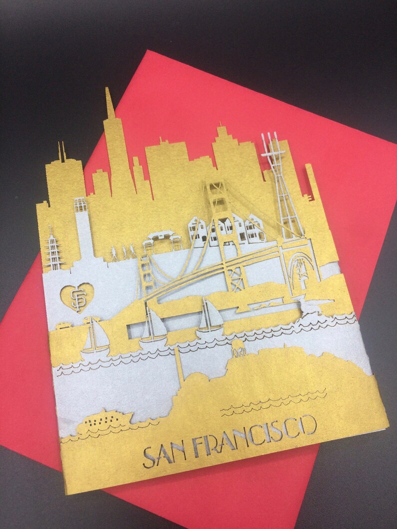 San Francisco Skyline Greeting Card, San Francisco Art Laser Cut Gift
