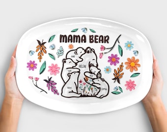 Personligt Mamma Björn-fat | Kockpresenter till mamma | Förrättsfat för mamma