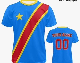 DR Congo voetbalshirt | Gepersonaliseerde DR Congo-shirt | Congolese cadeaus voor mannen en vrouwen