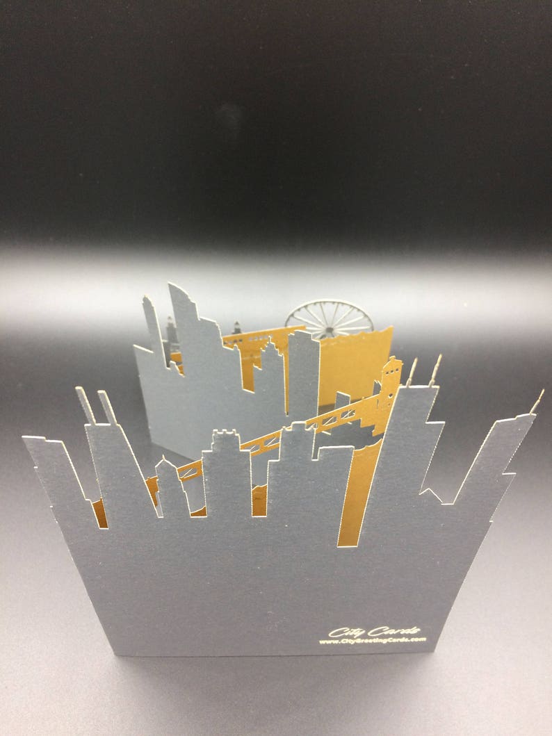 Chicago Gifts Chicago Skyline Greeting Card Illinois Decor Etsy France