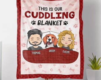 Personalized Cuddling Blanket for Couples with Pets - Custom Fleece