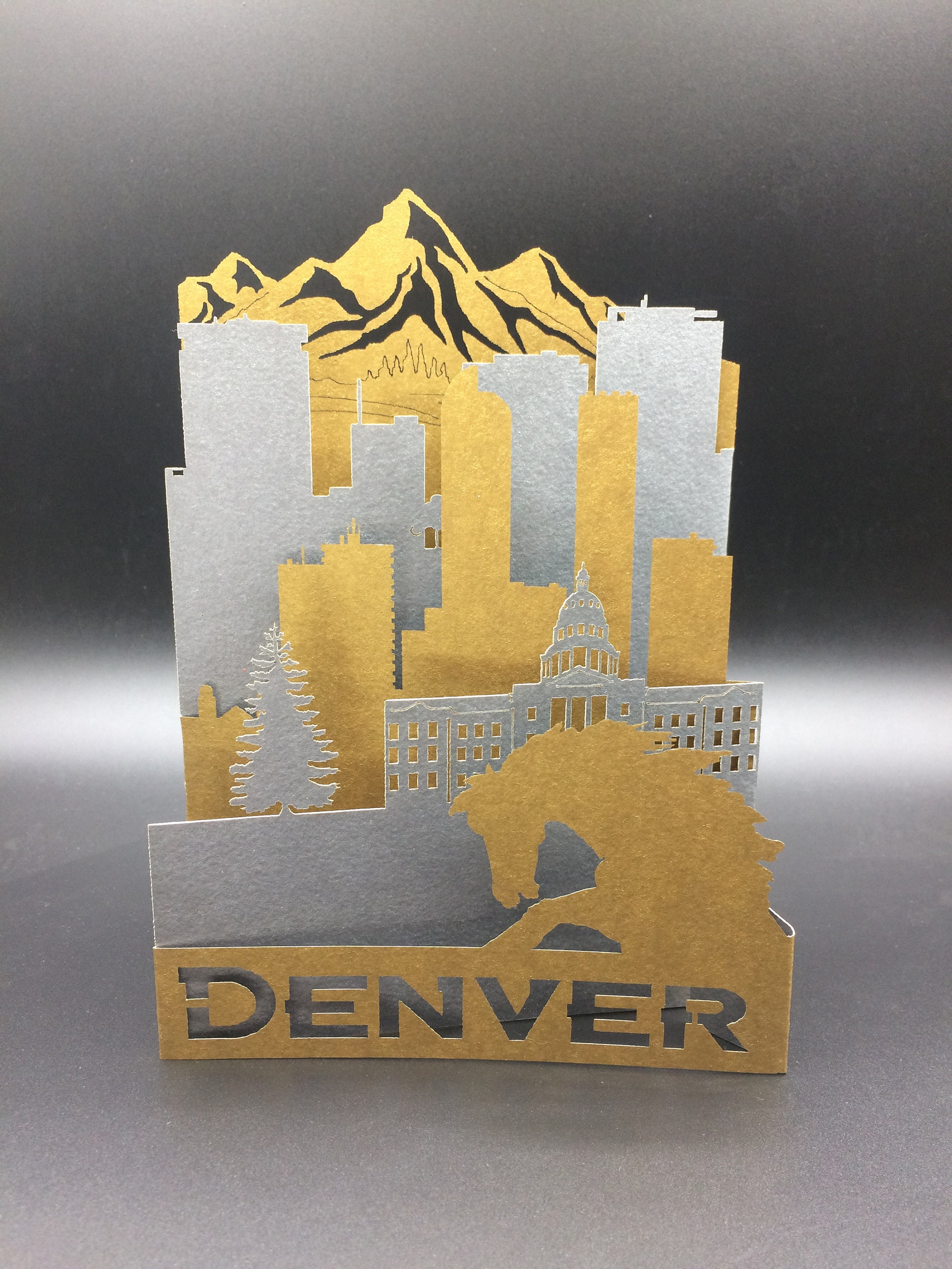 Denver Postcard Denver Skyline Greeting Card Colorado Gifts Etsy