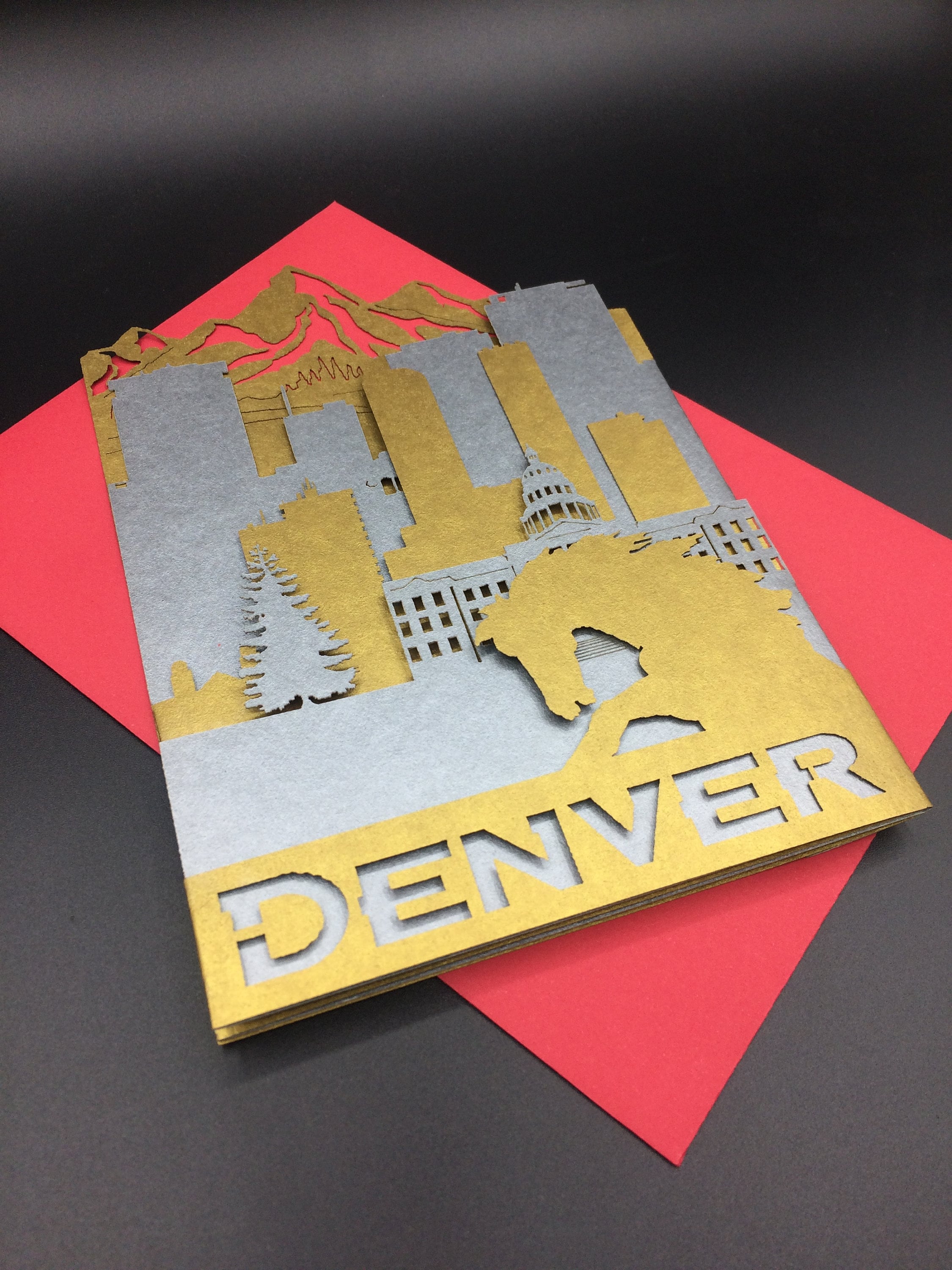 Denver Postcard Denver Skyline Greeting Card Colorado Gifts Etsy