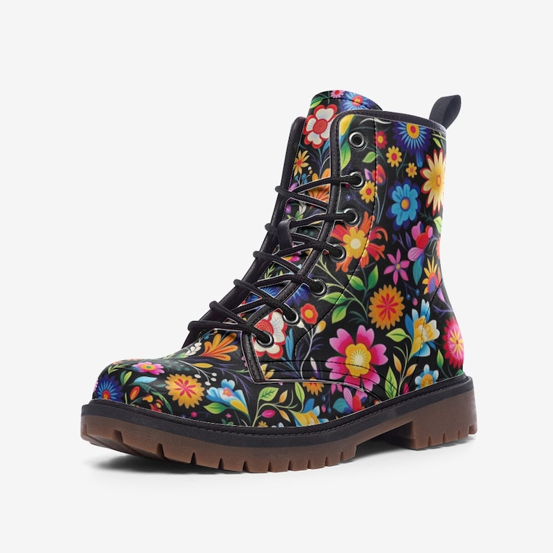 Multicolor Abstract Floral Print Boots by Eskiloos