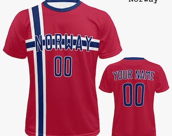Custom Norway Soccer Jersey for Men & Women | Personalized Norwegian Gifts for Him and Her