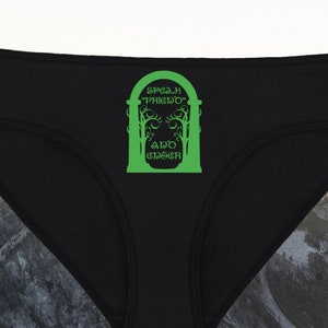 Speak Friend and Enter Black Underwear, LOTR-Inspired Dainty & Dangerous Panties, Great Nerdy Lingerie, Multiple Sizes Available Small-2XL