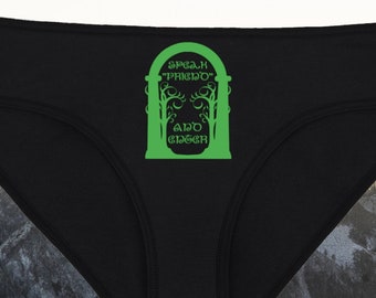 Speak Friend and Enter Black Underwear, LOTR-Inspired Dainty & Dangerous Panties, Great Nerdy Lingerie, Multiple Sizes Available Small-2XL