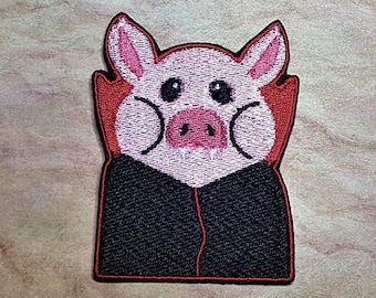 Count Porkula Vampire Pig Patch Fully Embroidered, Perfect Gift for Goth, Gothic Undead Badge, Horror-Inspired Morale Patch