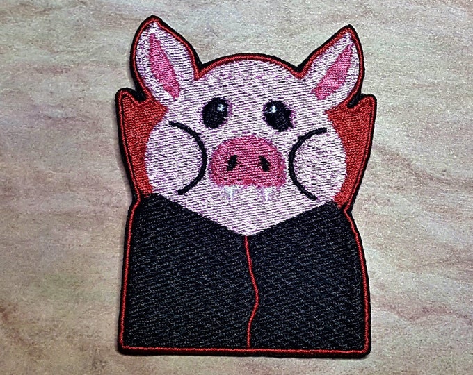Count Porkula Vampire Pig Patch Fully Embroidered, Perfect Gift for Goth, Gothic Undead Badge, Horror-Inspired Morale Patch