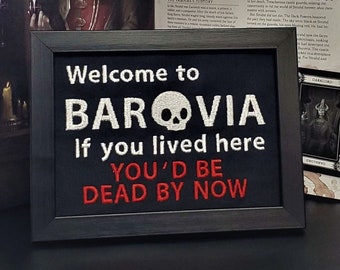 Welcome to Barovia Embroidery Art, Dungeons and Dragons Fanart, DnD Wall Art, Nerdy Entryway Art, Halloween Vampire Decoration