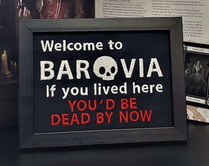 Welcome to Barovia Embroidery Art, Dungeons and Dragons Fanart, DnD Wall Art, Nerdy Entryway Art, Halloween Vampire Decoration