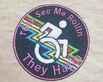 They See Me Rollin Disability Pride Patch Fully Embroidered, Pride Flag Badge, TTRPG Symbol, Perfect Gift for LGBTQ+