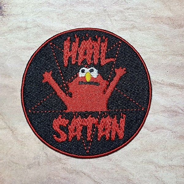 Hail Satan Puppet Fully Embroidered Patch, Satanist Meme Emblem, Silly Goth Symbol, Perfect for Battle Vests or Jackets