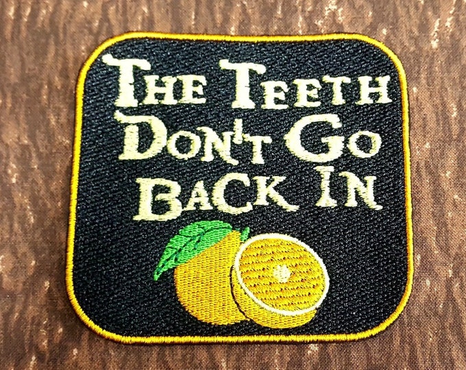 The Teeth Don't Go Back In Patch Orange Patch Fully Embroidered, OFMD-Inspired Patch, LGBTQ+ Pirate Patch, Pirate Scurvy Symbol