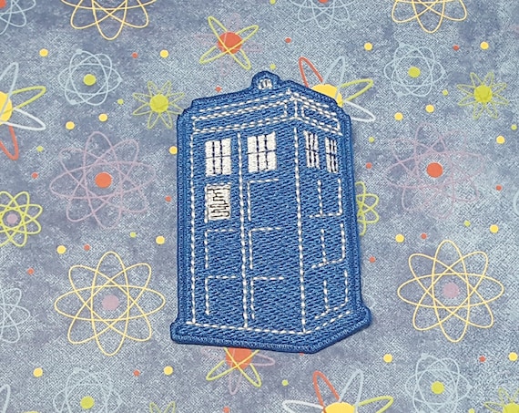Police Box Patch Fully Embroidered, Science Fiction Badge, Alien Doctor Cosplay, Sci-Fi Television Show Prop