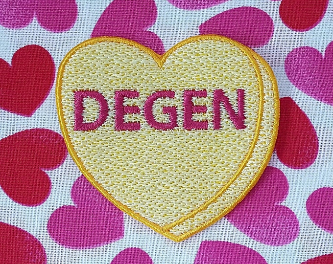 Degen Candy Heart Patch, Valentine Emblem, Crude Candy Symbol, Fully Embroidered Heart Morale Patch