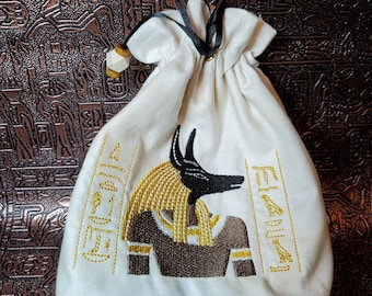 Anubis Cinch Bag, Egyptian-Inspired Card Purse, God of the Dead Spell Card Sack, Dungeons and Dragons Dice Pouch, Gift for Goblin