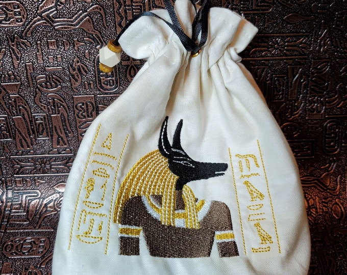 Anubis Cinch Bag, Egyptian-Inspired Card Purse, God of the Dead Spell Card Sack, Dungeons and Dragons Dice Pouch, Gift for Goblin