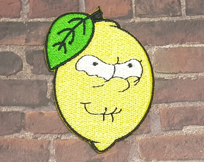 Sour Faced Lemon Patch Fully Embroidered, Yellow Cartoon Family Badge, Popular Cartoon Meme Emblem, Perfect for Cosplay