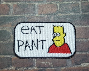 Eat Pant Patch Fully Embroidered, Yellow Cartoon Family Badge, Popular Cartoon Meme Emblem, Perfect for Cosplay