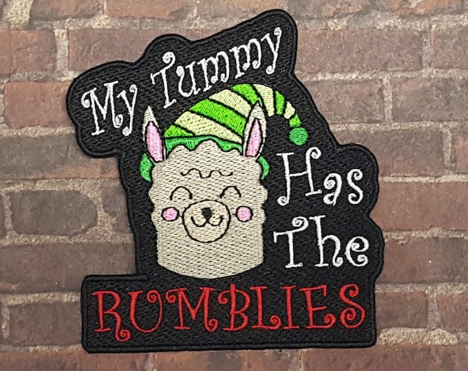 My Tummy Has the Rumblies Llama Patch Fully Embroidered, Homicidal Llama Meme Patch, Classic Youtube Video Emblem, Silly Patch