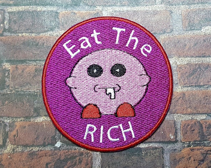 Cursed Korbo Eat the Rich Fully Embroidered Patch, Video Game Meme Emblem, Silly Gamer Symbol, Perfect for Battle Vests or Jackets