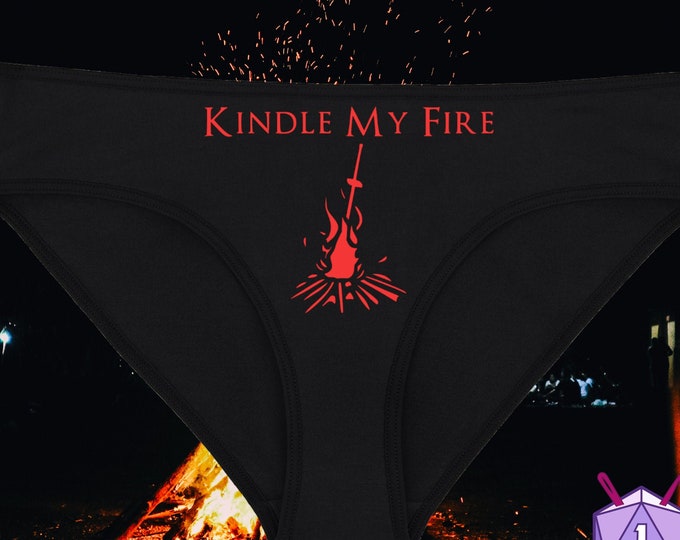 Kindle My Fire Video Game Underwear, Nerdy Dainty & Dangerous Panties, Dark Fantasy Lingerie, Multiple Sizes Available Small-2XL