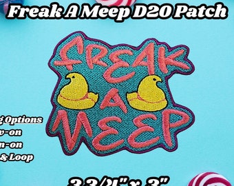 Freak A Meep Patch, Fully Embroidered D20 Emblem, DnD Actual Play Badge, Dungeons and Dragons Patch, Candy Kingdom Hip-Hop Patch