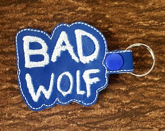 Bad Wolf Embroidered Keychain, Science Fiction Badge, Alien Doctor Cosplay, Sci-Fi Television Show Prop