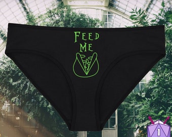 Feed Me Monster Plant Horror Movie Underwear, Gothic Dainty & Dangerous Panties, Little Shop of Horrors, Multiple Sizes Available Small-2XL