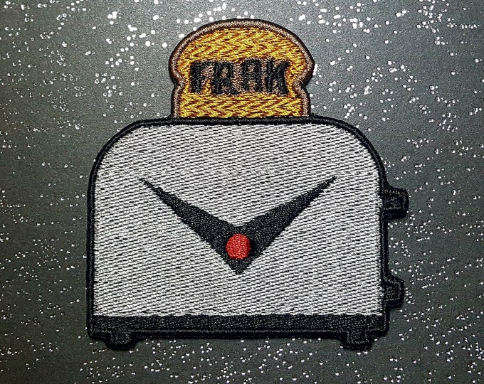 Frak Toaster Patch Fully Embroidered, BSG-Inspired Robot Emblem, Sci-Fi Cyborg Emblem, Perfect for Battle Jacket, Battle Vest Patch
