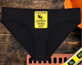 Caution Slippery When Wet Underwear, Dainty & Dangerous Panties, Cast a Spell on Your Significant Other, Sizes Available From Small-2XL