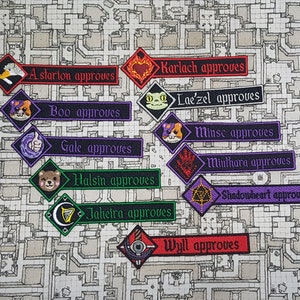 Companion Approves Patches, DnD-Inspired Popular RPG NPC Patches, Fully Embroidered Video Game Morale Patches