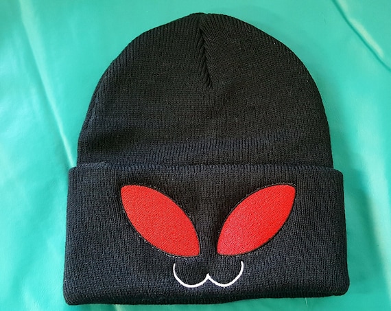 Mothman Beanie, Cryptid Fashion, Spooky Cute Hat, Halloween Knitted Cap, Warm and Comfortable Moth Skull Cap, Perfect Gift for Goth
