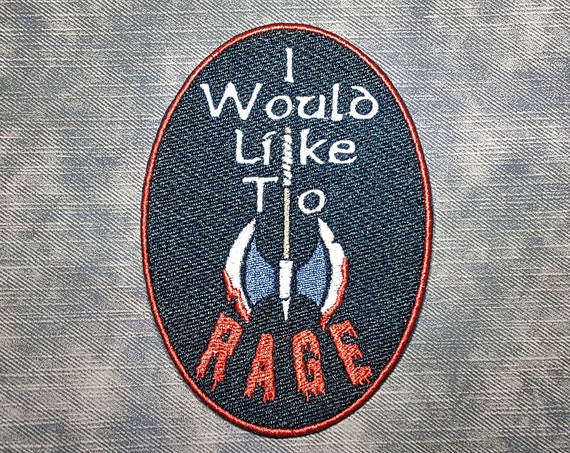 I Would Like to Rage CR-Inspired Fully Embroidered Patch, Giant Barbarian, Bloody Axe, Popular DnD Web Series, Perfect for Cosplay