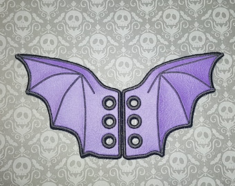 Matte Purple Bat Shoelace Wings, Kawaii Spooky Shoe Accessory, Embroidered Vinyl Cute Boot Accent, Sneaker Lace Dragon Wings, Roller Skate