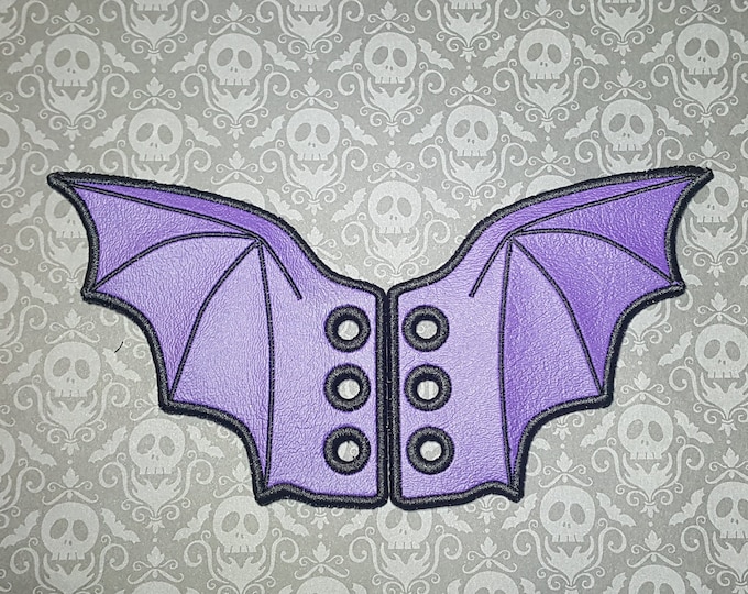 Matte Purple Bat Shoelace Wings, Kawaii Spooky Shoe Accessory, Embroidered Vinyl Cute Boot Accent, Sneaker Lace Dragon Wings, Roller Skate