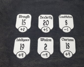 TTRPG Stat Patch, Fully Embroidered DnD Attribute Emblem, Customizable Character Sheet Badge, Perfect Gift for Nerd